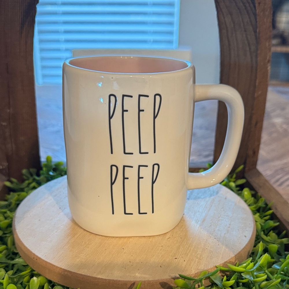 Rae Dunn Cream with pink interior’Peep Peep' Mug